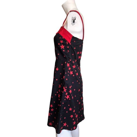 Vintage 90's Y2K Morbid Threads Red & Black Goth Star Print Sleeveless Dress M - Picture 5 of 9
